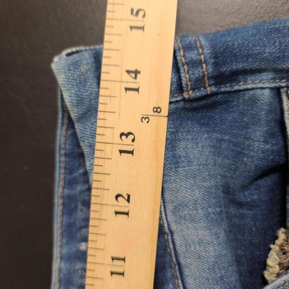 BLANKNYC Blue Denim Embroidered Raw Hem Skinny Jeans Women Size 26 - Picture 12 of 12
